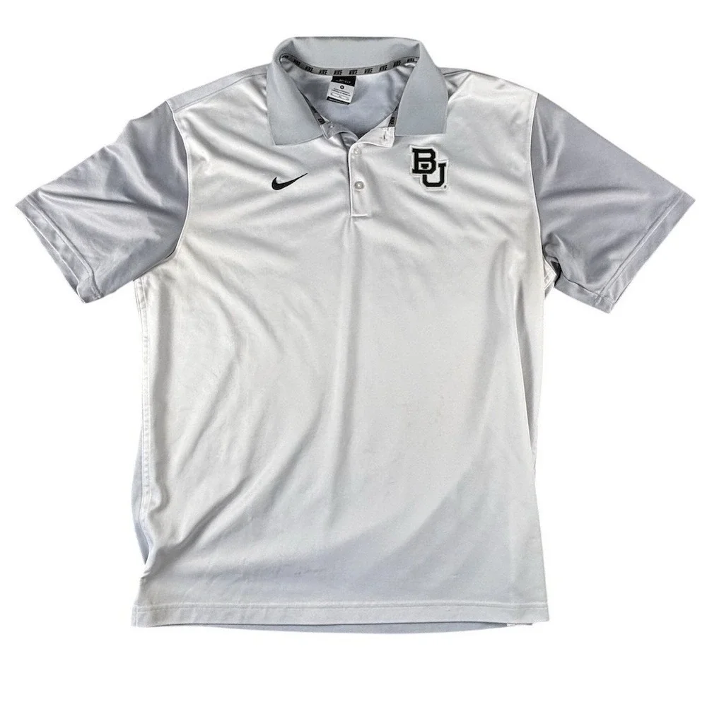 Nike‎ Baylor Bears Polo Shirt Mens XL Gray Dri-FIT Embroidered Golf Short